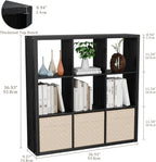 Cube Storage Organizer Bookcase, Decorative 11 inch Open Back Cubical Shelf with Thickened Border, Display Bookshelf for Living Room, Home Office, Sturdy Room (Black, 9 Cube)