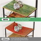 SNTD Bakers Rack with Power Outlet, Kitchen Shelves Microwave Stand with Wire Grid and 10 Hooks, 4 Tiers Coffee Stand (Rustic Brown, 23.5 x 15.6 x 52.8 Inches)
