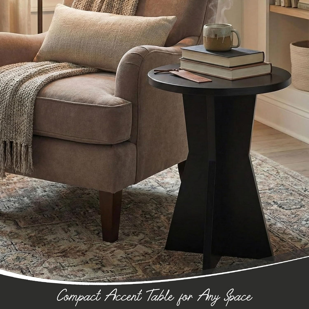 Kings Brand Furniture Round Side Table, Modern Pedestal Base Accent Table for...