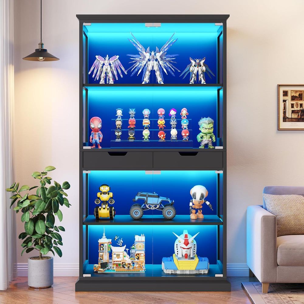 Jocoevol Display Cabinet with Glass Doors, 4-Tier Curio Cabinet with with 2 D...