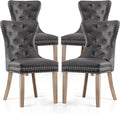 SyMax Dining Chairs Set of 4, Faux Leather Parson Dining Room Chairs, High-End Tufted Kitchen Side Chairs for Bedroom, Living Room, Gray