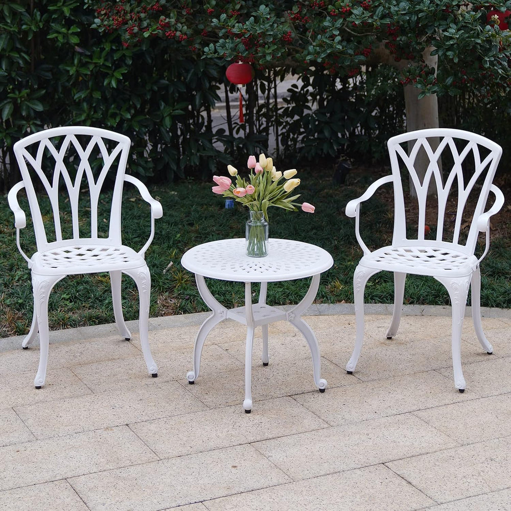 YKSY&YKSY Jardin DE CENTENNAIL 3-Piece Outdoor Bistro Set Cast Aluminum R...
