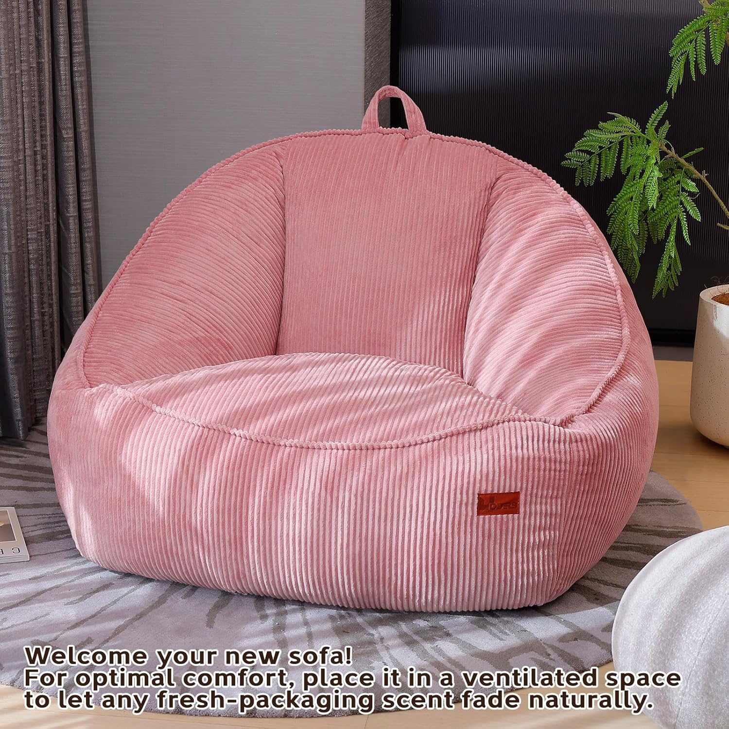Bean Bag Chair, Cozy Fluffy Beanbag Chairs with Filler for Teens and Kids, Floor Lazy Sofa for Living Room Gaming & Reading (S-Rose)