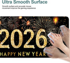 2026 Happy New Year Gaming Mouse Pad 31.5"x11.8"Desk Mat Anti-Slip Rubber Base & Durable Stitched Edges for Gamers Smooth Mouse Writing Surface for Desk Office/Home