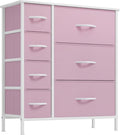 DWVO Dresser for Bedroom, 7 Drawers Fabric Dresser, Organizer Unit for Living Room, Hallway, Closets - Sturdy Steel Frame, Wooden Top & Easy Pull Fabric Bins, Pink