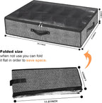 homyfort Under Bed Shoe Storage Organizer Fits 12 Pairs- Underbed Shoe Container Solution Shoes Box Bins with Clear Window for Sneakers,High Heels,Flip Flop(Black)