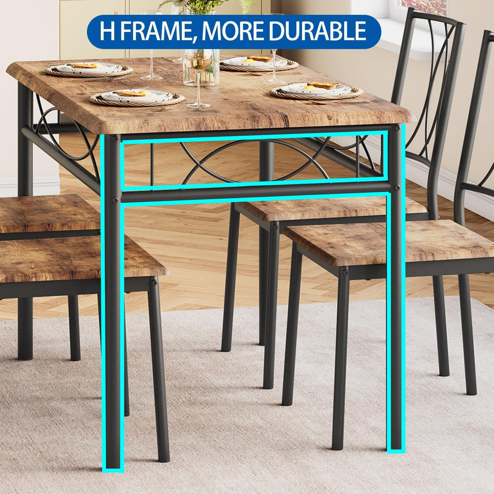GarveeHome Dining Table Set for 4, Rectangle Compact Dining Table and Chairs ...