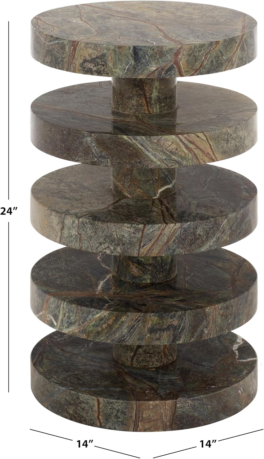 SAFAVIEH Couture Collection – Danny Green & Brown Stacked Round Marble Ac...
