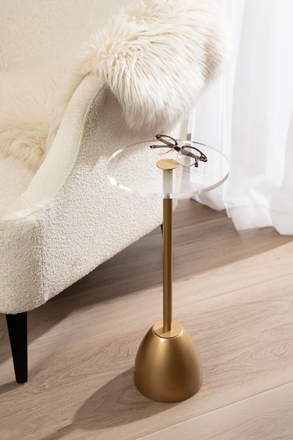 Kate and Laurel Acari Modern Round Pedestal Drink Table, 10 x 10 x 22, Clear ...