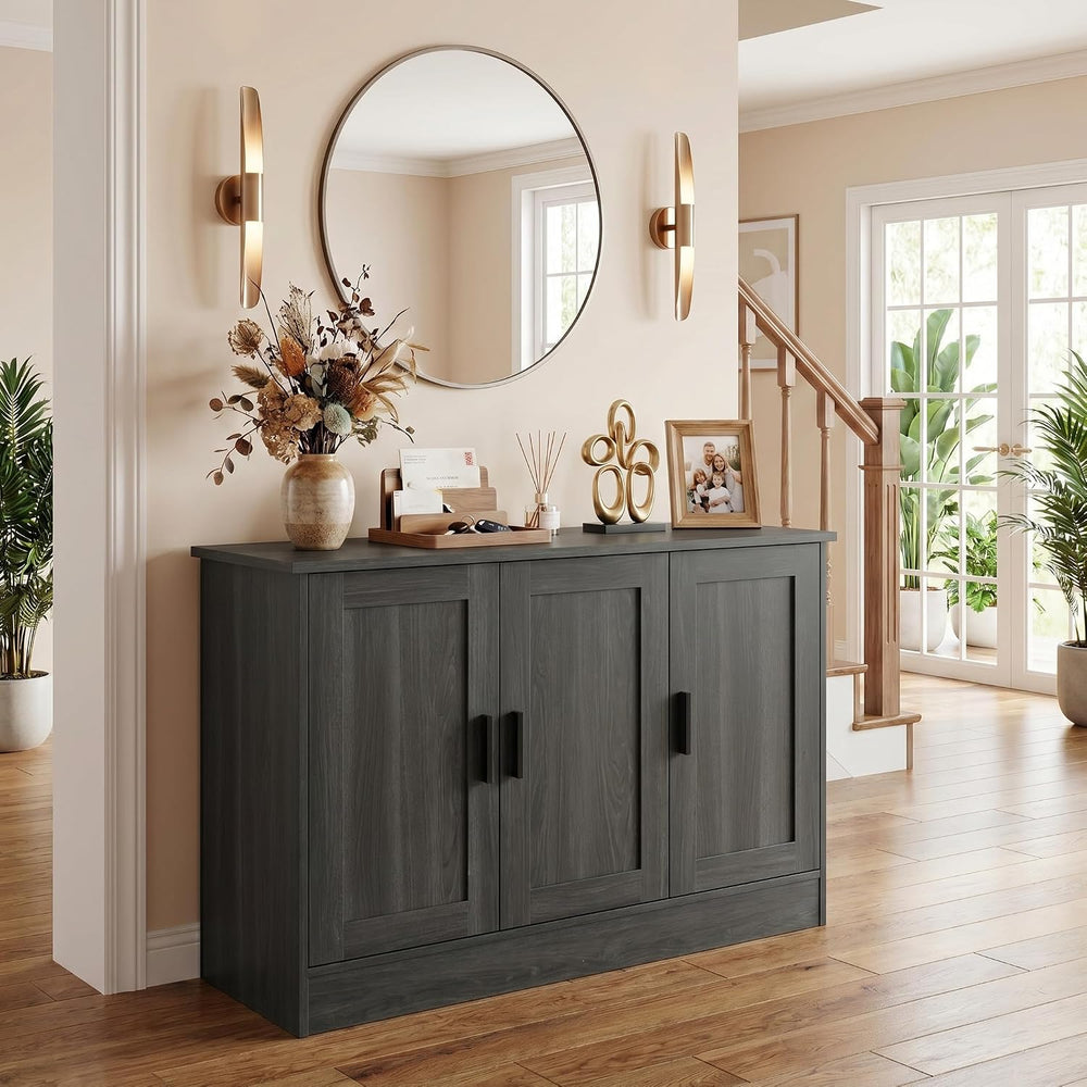 Anystyle 43" Dark Grey Buffet Cabinet with Black Handles