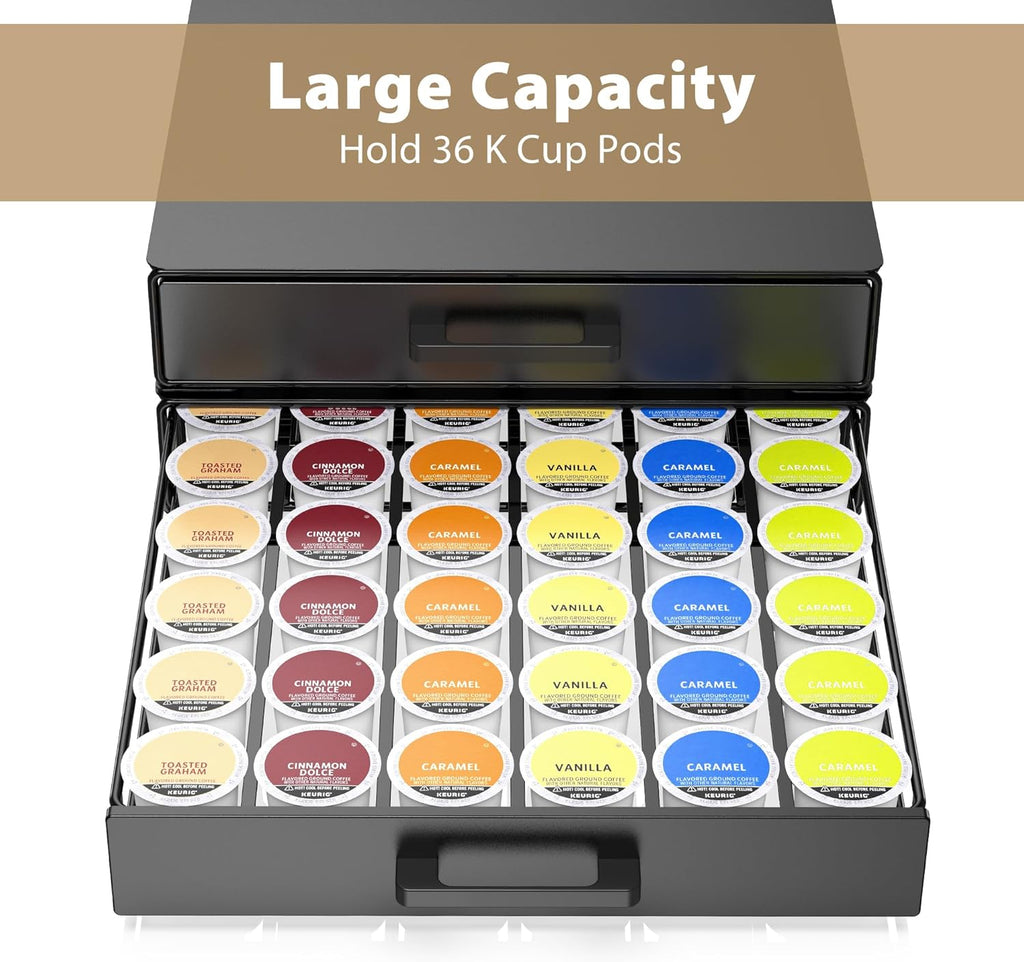 Storage Organizer Drawer for K-Cup Pods, ZECENN Coffee Pods Holder for Keurig Pods, Coffee Station Organizer Coffee Bar Accessories (36 Pods Capacity -Storage Drawer)