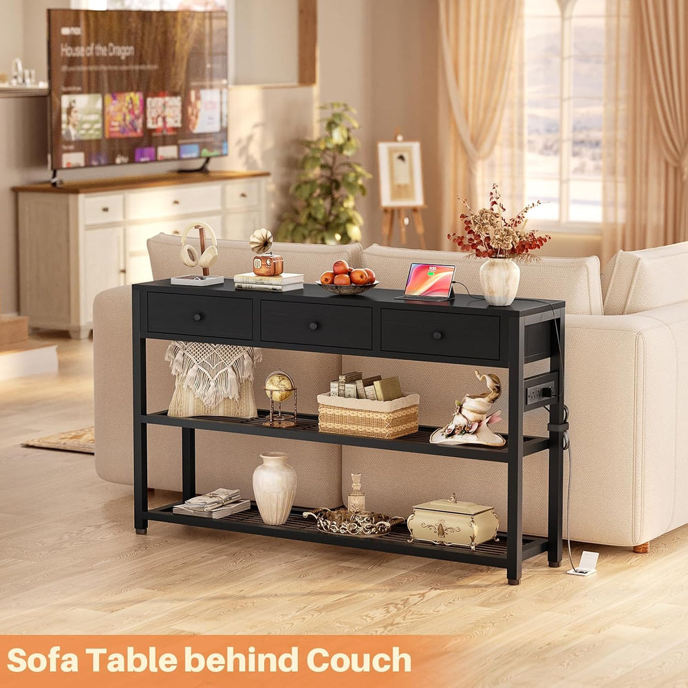 Ecopriso 47'' Entryway Table with Outlets and USB Ports, Console Tabl...