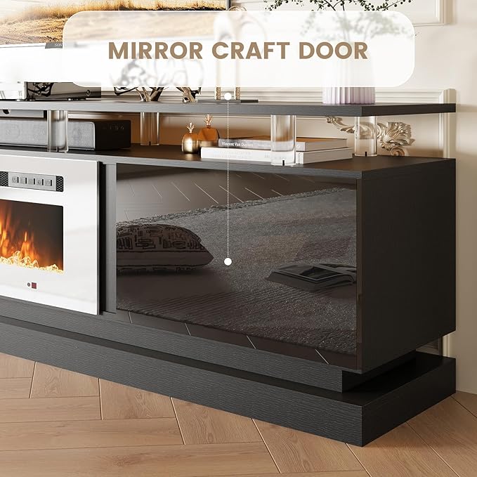 80" Fireplace TV Stand, Modern Entertainment Center for TVs Up to 90&quo...