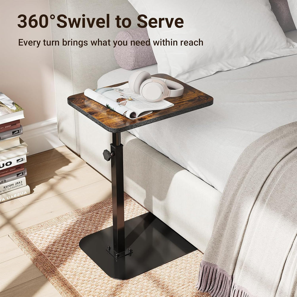 ELYKEN Adjustable Height TV Tray Table for Couch, 360° Swivel Side Table | C ...