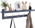 SMIBUY Coat Hooks with Shelf Wall-Mounted, 29.2 Inch Entryway Coat Rack for Wall, Bamboo Hanging Shelf with 5 Double Metal Hooks for Bathroom, Bedroom, Kitchen, Living Room, Mudroom (Grey)