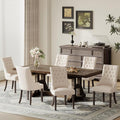 COLAMY Fabric Side Dining Chairs Set of 6, Wingback Upholstered Dining Room Chairs with Tufted Button, Living Room Chairs for Home Kitchen, Beige