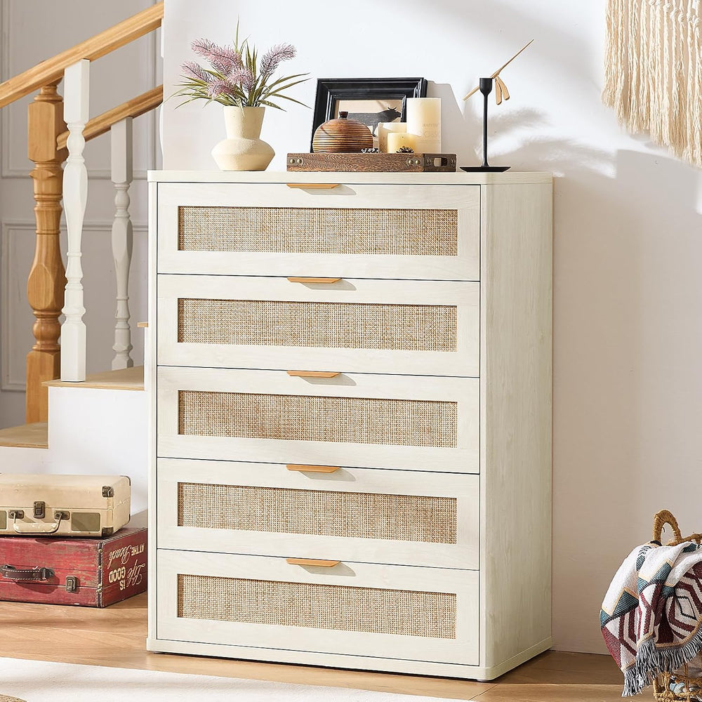 LEYAOYAO Rattan Dresser for Bedroom Set 2, 41" Tall Chest of Drawers | G...