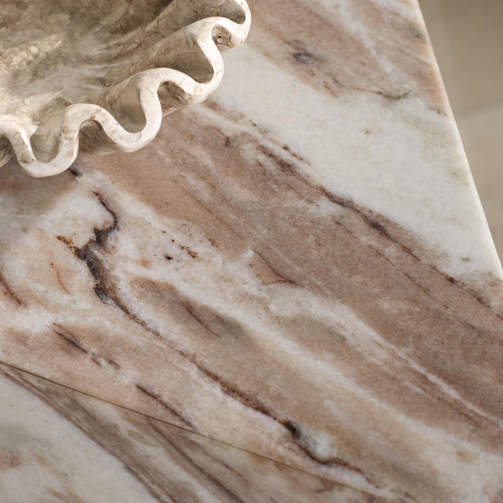 SAFAVIEH Couture Collection - Leah Bryanna White & Brown Marble Accent Ta...