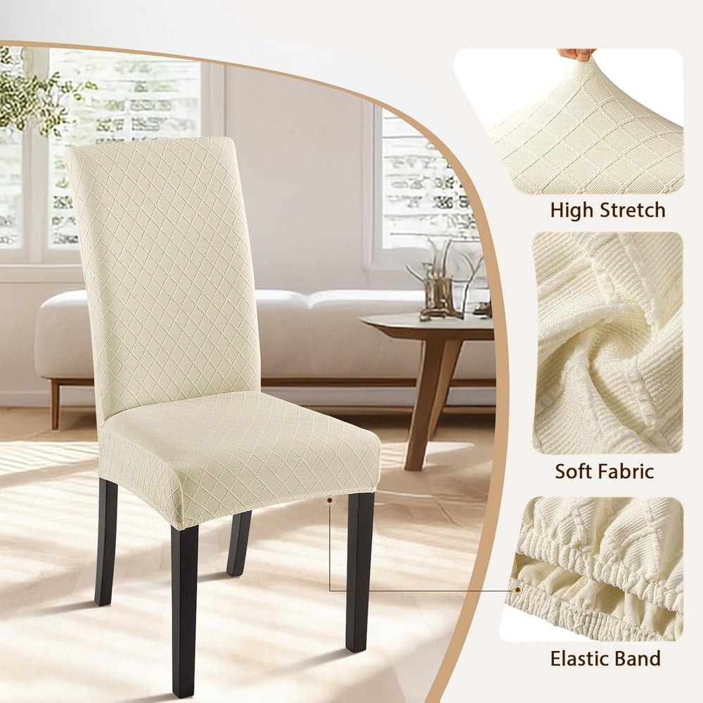 Dining Room Chair Covers Set of 6, Stretch Jacquard Parsons Chair Slipcovers ...