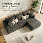 Homall Sectional Couches for Living Room, Modern Boneless Couch with Deep Seat, Upholstered Cloud Sofa, No Assembly Required (Black, L Shaped Sofa)