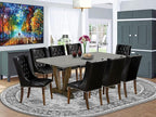 East West Furniture V797FO749-9 9 Piece Dining Room Set Includes a Rectangle Kitchen Table with V-Legs and 8 Black Faux Leather Upholstered Parson Chairs, 40x72 Inch, Multi-Color