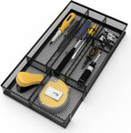 Desk Drawer Organizer, Metal Mesh Dividers Organizer (Blak-2P, Small)