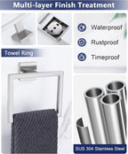 Brushed Nickel Bathroom Hardware Set 4 Pieces, Toilet Paper Holder Set SUS304 Stainless Steel Bath Hand Towel Ring for Bathroom Hardware Accessories Set Wall Mounted