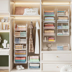 6 Tier Extra Large Hanging Closet Organizer, Closet Storage Hanging with Dividers, Wire Closet Shelf with 5 S Hooks 4 Dividers,Sweater Handbag Hat Accessory Storage Hanger,White