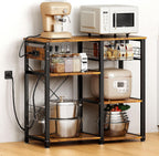 SogesPower 3-Tier Kitchen Baker's Rack Microwave Stand Storage Rack,Multifunctional Storage Shelf Organizer with USB Ports and Charging Station Outlets is Suitable for Kitchen,Living Room and Corridor