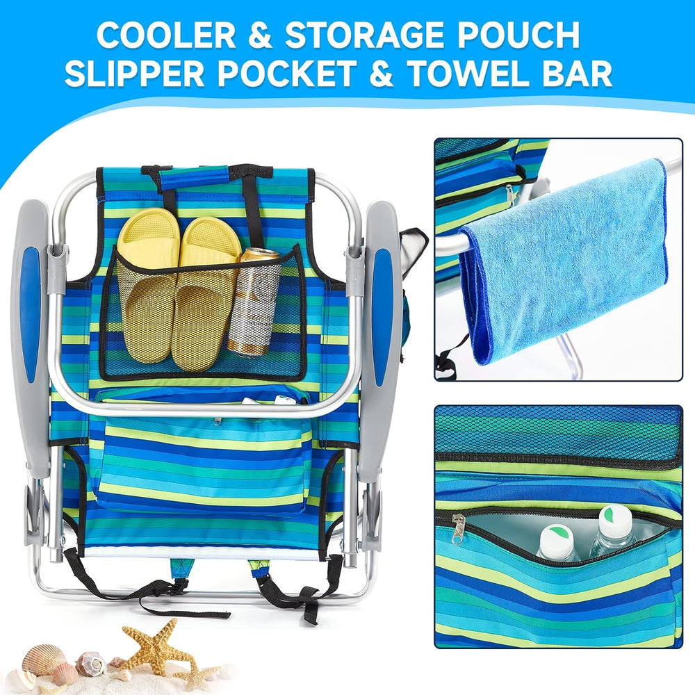 2 Pack Lightweight Portable Camping Beach Chair for Adults, Outdoor Lay Flat ...