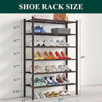 Smiry Shoe Rack, 6 Tier Bamboo Shoe Organizer, Stackable Free Standing Wooden Shoe Storage Shelf for Closet, Entryway, Front Door Entrance, Brown