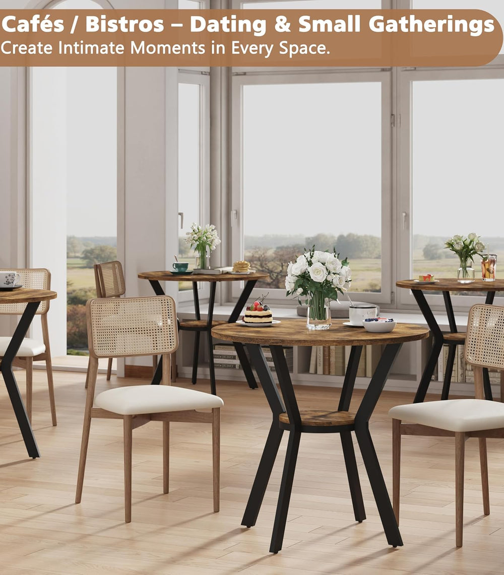 MECHYIN 31.5" Round Kitchen Table for 2-4, Small Round Dining Table with...