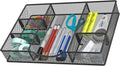 Desk Drawer Organizer Tray, Metal Mesh Drawer Organizers Office, 6 Adjustable Compartment, Desk Organizer Tray for Home Office 12 x 8.26 x 1.96 inch, Black, 1 Pack