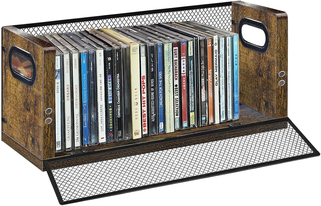 PUTNATRURE CD Storage Box, Hold 38 CD Cases, Stackable Music Tower with Magnetic Opening Door for Easy Access, Desktop Disc Organizer for Home and Office