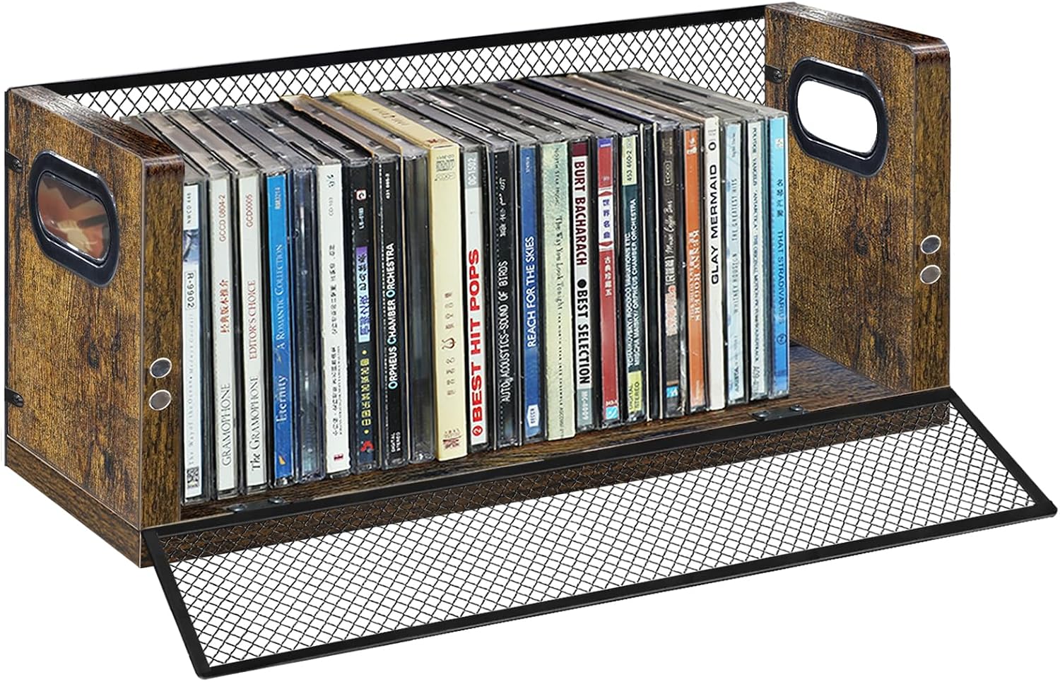PUTNATRURE CD Storage Box, Hold 38 CD Cases, Stackable Music Tower with Magnetic Opening Door for Easy Access, Desktop Disc Organizer for Home and Office