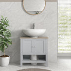 Kleankin Pedestal Sink Storage Cabinet, Under Sink Bathroom Vanity with Adjustable Shelf and Open Bottom Shelf, Gray