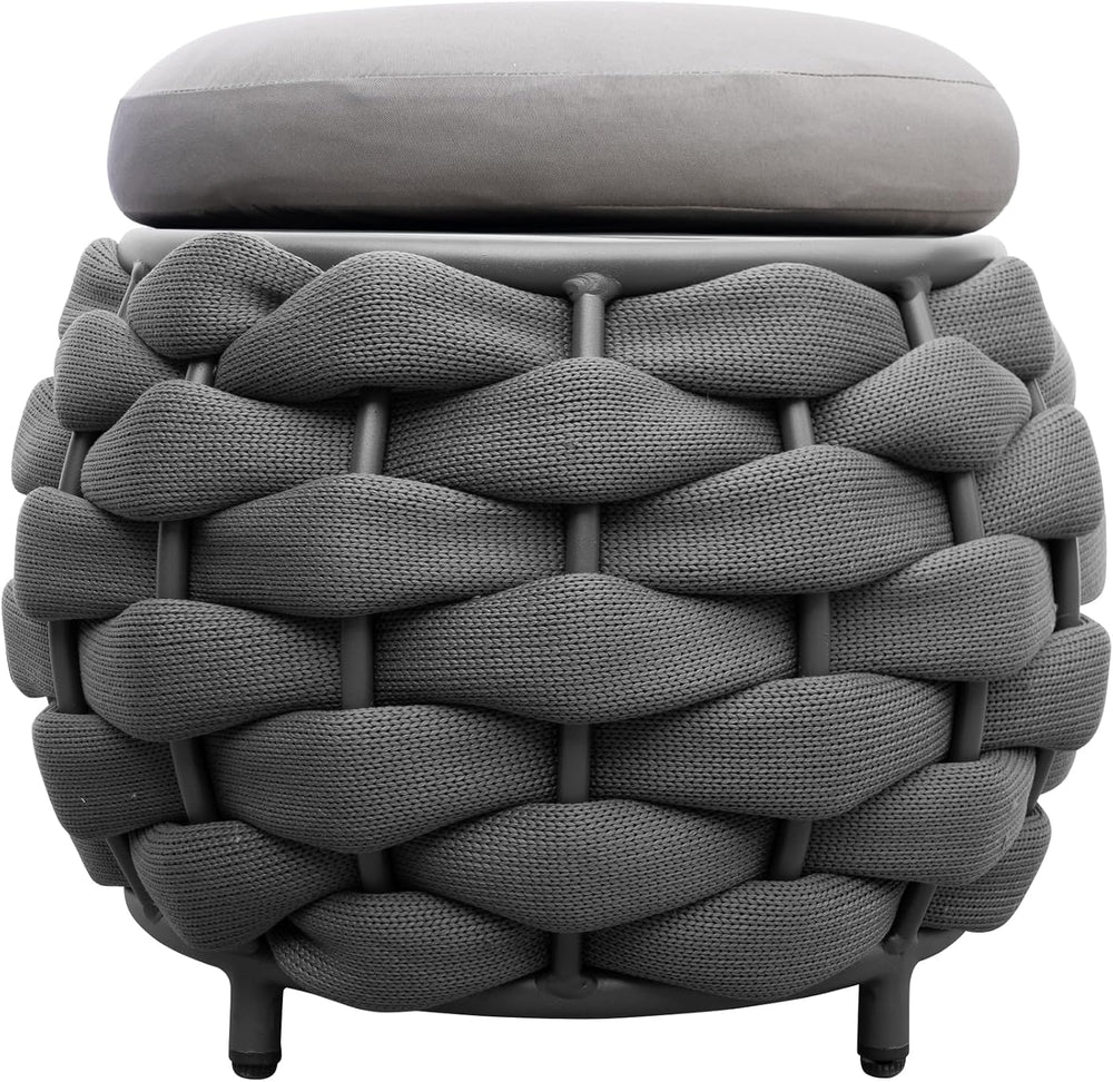 TWT Aluminium Patio Sofa Ottoman Handwoven PVC Rope with Thick Cushion All We...