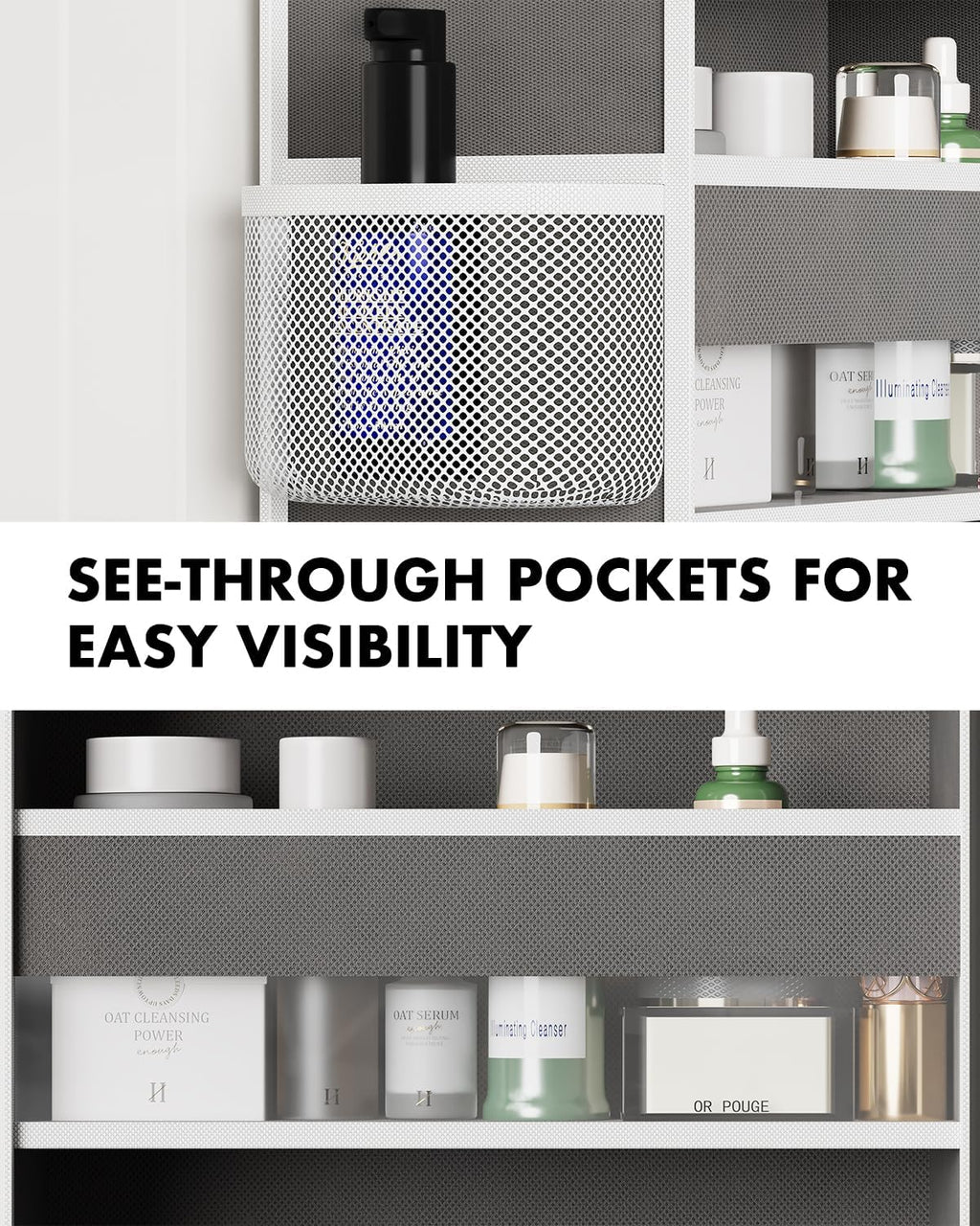 2-Pack Over The Door Organizer Hanging 6-Shelf Storage Organizer with 50lb Heavy Duty Perfect for Bathroom Closet Nursery Bedroom Pantry Laundry (Grey)