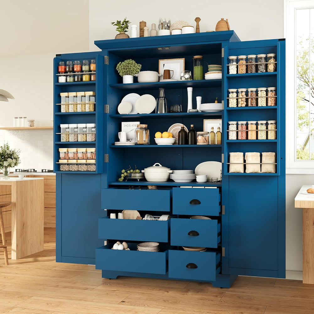 Merax 72" Tall Shaker Style Kitchen Pantry with 3 Drawers, Adjustable Sh...