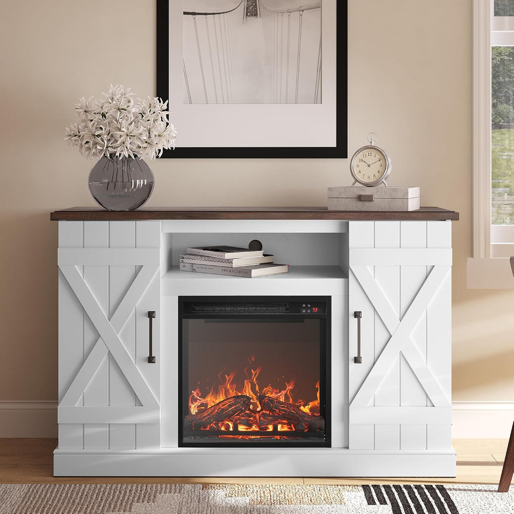 BELLEZE 47" TV Stand with 18" Electric Fireplace Heater & Media...