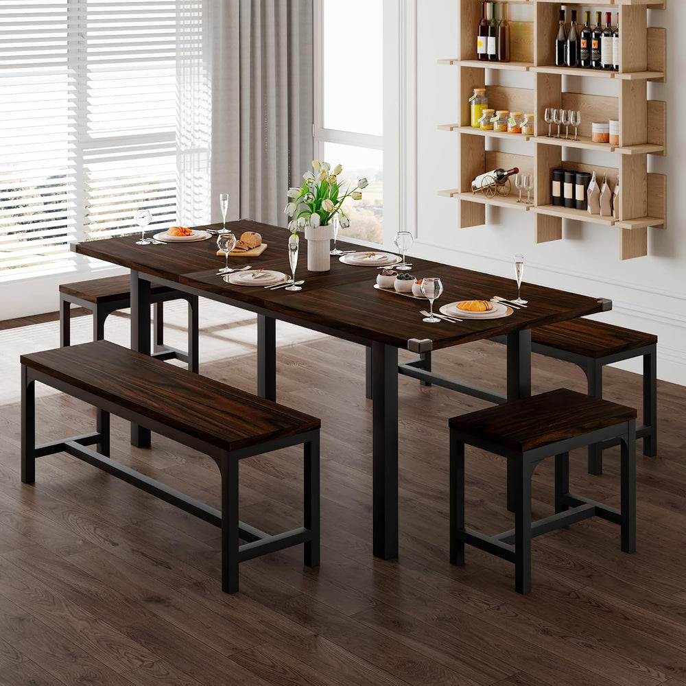 Feonase 5-Piece Dining Table Set for 4-8 People, 63" Extendable Kitchen ...