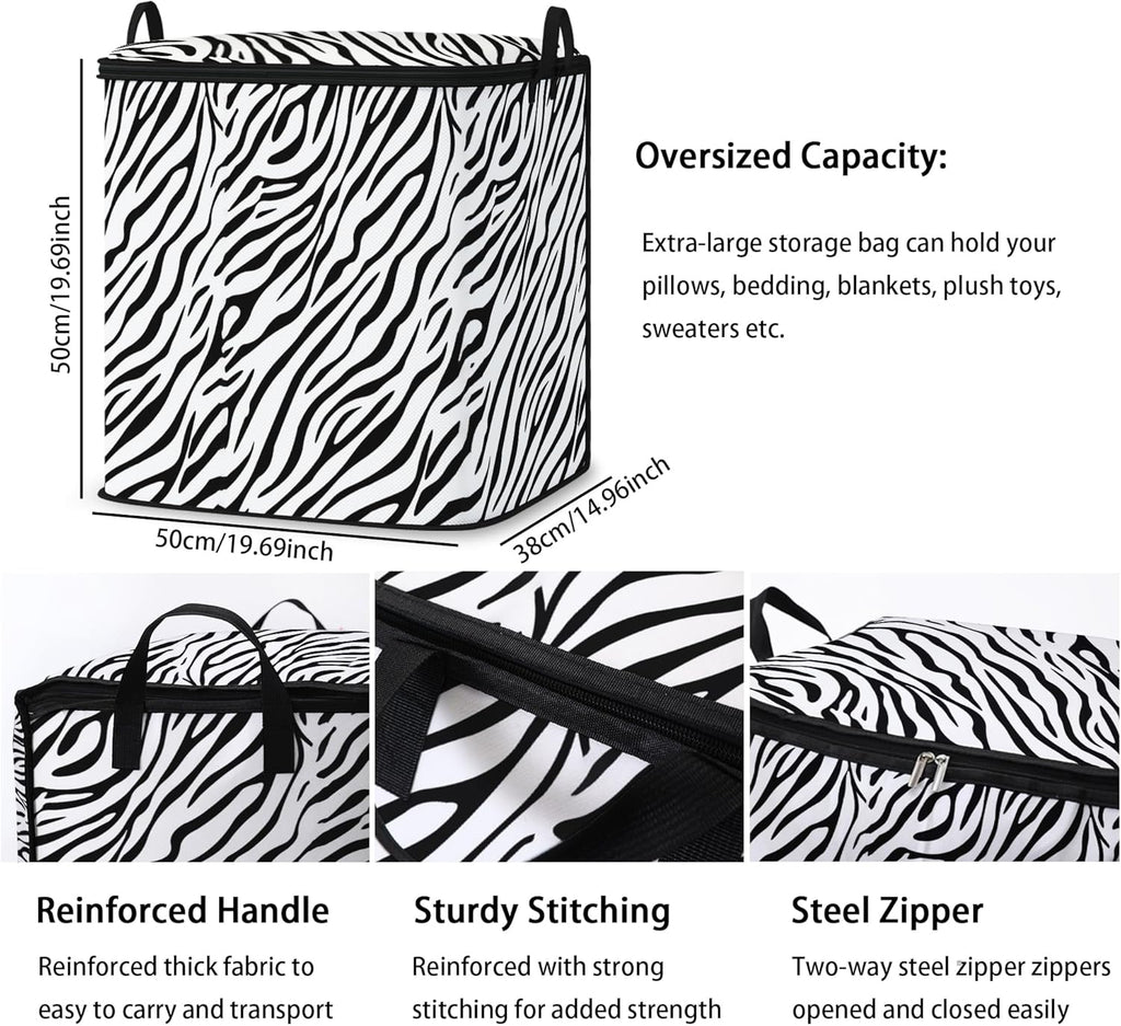 Large Comforter Storage Bag with Zipper,Closet Organizer for Clothes,Blankets,Quilts,Pillows,Fabric Storage Bags with Portable Handles 95L(2-Pack)