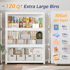 480Qt Stackable Storage Bins with Lid and Wheels, 120Gal Plastic Closet Organizer and Storage Drawer, Large Collapsible Storage Box Cabinet with Clear Door for Home Kitchen Office, 4Pack White