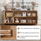 Farmhouse 55" Tv Stand,Dark Wood Entertainment Center with Adjustable Shelves & 2 Door Storage,Wooden Media Console Cabinet for TVs Up to 65 inches, Rustic Tv Stands for Living Room,Bedroom