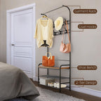 IDEALHOUSE Hall Tree with Entryway Bench with Coat Rack Shoe Rack Bench, 3 in 1 Hall Tree with Bench and Shoe Storage, 3-Tier Storage Shelf and 8 Hooks, Black, 23.6"(W) x 11.8"(D) x 70.1"(H)