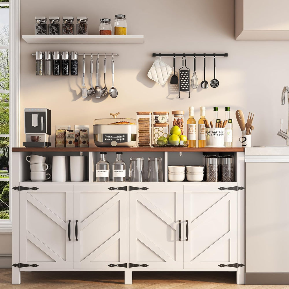 knoworld Buffet Sideboard with Storage Farmhouse with 4 Doors, 55'' L...