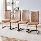 AZmac Modern Dining Chairs Set of 4,Armless Kitchen Chairs,Dining Room Chairs with Upholstered Padded Seat and Sturdy Black Legs for Dining Room,Kitchen (Set of 4, Brown-Black Leg)