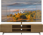 BELLEZE Fluted TV Stand for TV up to 75", Modern Entertainment Center with Storage Media Console Table with Cable Management, Wood TV Cabinet for Home Living Room Bedroom(Camel), 68"x15.6"x17.2"
