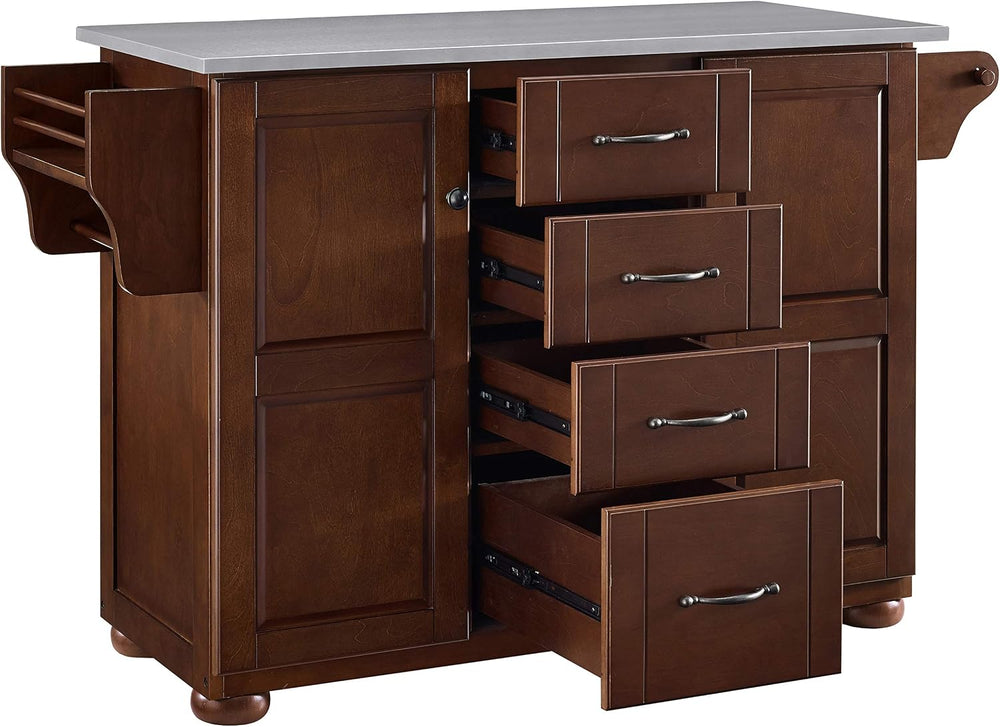 Crosley Furniture Eleanor Stainless Steel Top Kitchen Island with Spice Rack,...