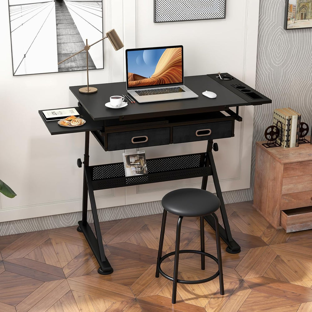 LIFEZEAL Height Adjustable Drawing Table, 119 x 60.5 x 91.5 cm, Drawing Table...